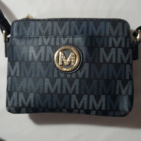 Milan messenger Handbags - Purses black and gray crossbody. Adjustable strap
